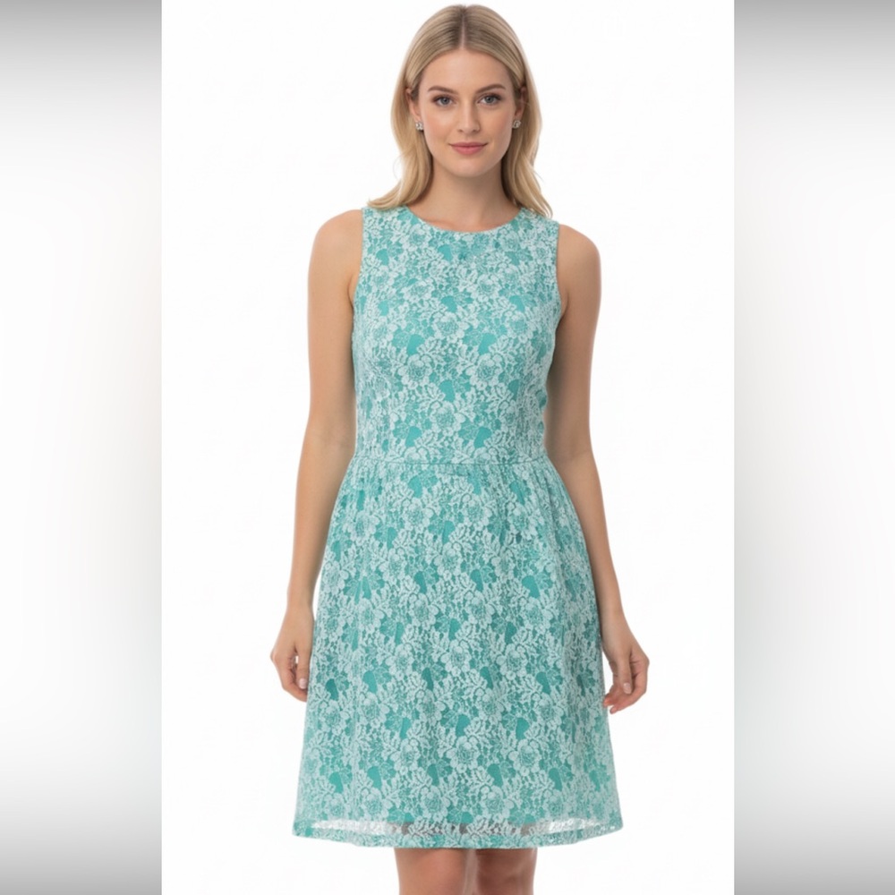 Cynthia Rowley Aqua Lace A-Line Dress